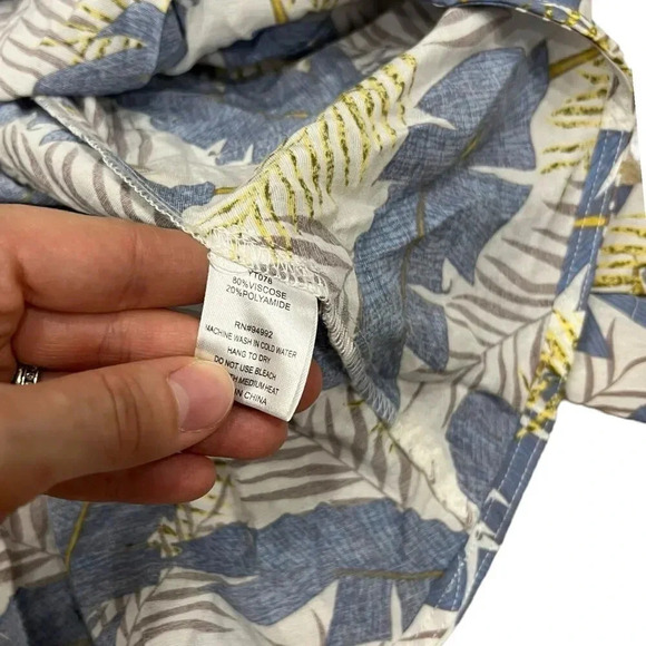 Patrizia Luca Milano Ivory Feather Print Gather Front Blouse XL - Picture 5 of 5